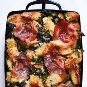 Parmesan Bread Pudding with Broccoli Rabe and Pancetta