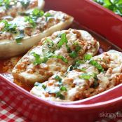 Baked Eggplant Parmesan Boats with Sausage
