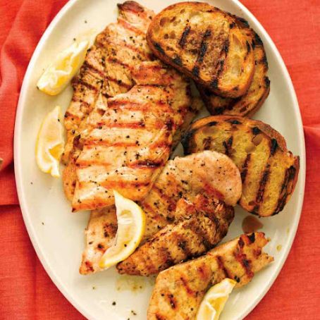 Grilled Lemon Chicken with Garlic Bread