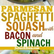 Parmesan Spaghetti Squash, Spinach, and Bacon with Pine Nuts