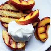 Grilled Lemon Pound Cake with Peaches and Cream