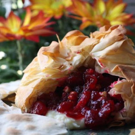 Cranberry Pecan Brie Wrapped in Phyllo