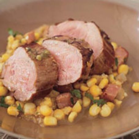 Glazed Pork Tenderloin with Cumin-Spiked Corn Puree