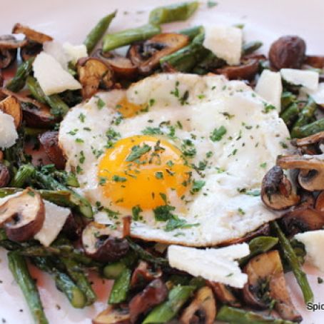 Fried Egg, Asparagus Crimini Surchoix De Chevre