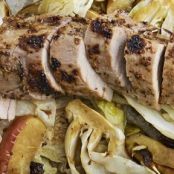 Dijon Pork with Apples and Cabbage