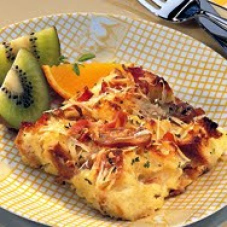 Prosciutto and Mushroom Strata