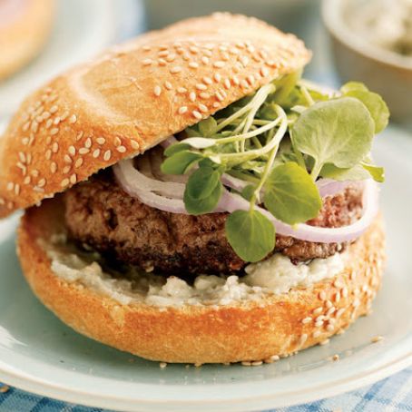 Hamburgers with Watercress & Roquefort Butter