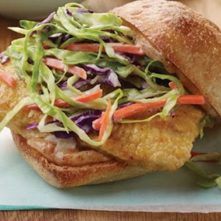  Cajun Fish Sandwiches with Crunchy  Slaw