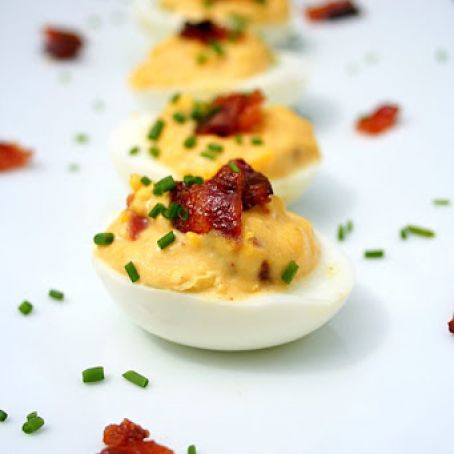 Candied Bacon Deviled Eggs