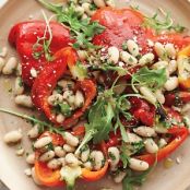 Roasted Red-Pepper Salad with Anchovy & White Beans