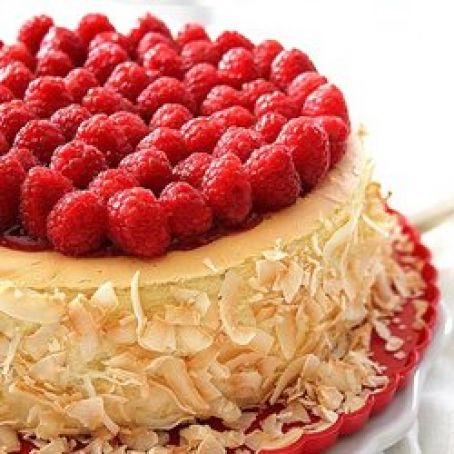 Toasted Coconut And Raspberry Cheesecake