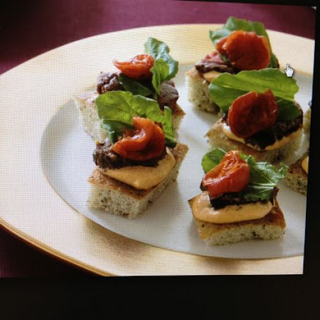 Grilled Beef Tenderloin on Focaccia Toasts