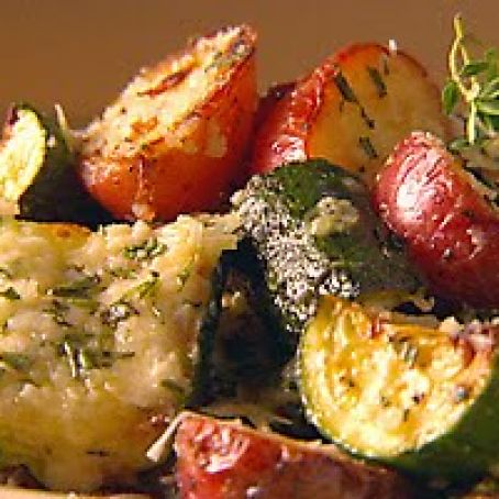 Broiled Zucchini and Potatoes with Parmesan Crust