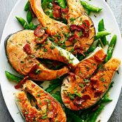 Salmon w/ Snap Peas, Bacon & Mint