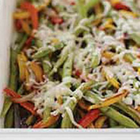 Roasted Green Beans With Peppers & Onion
