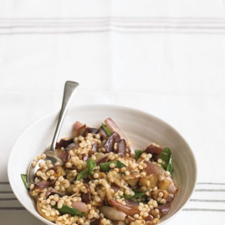 Eggplant Salad with Israeli Couscous and Basil