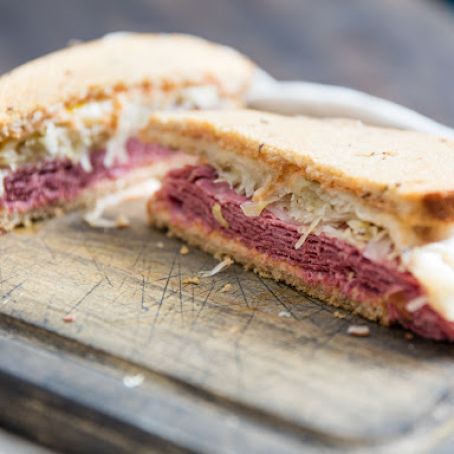 Classic Reuben Sandwich (Corned Beef on Rye With Sauerkraut and Swiss) Recipe