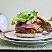 Piled Portobello Gouda Burgers with Roasted Garlic