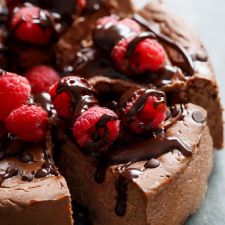 Crustless Chocolate Raspberry Cheesecake