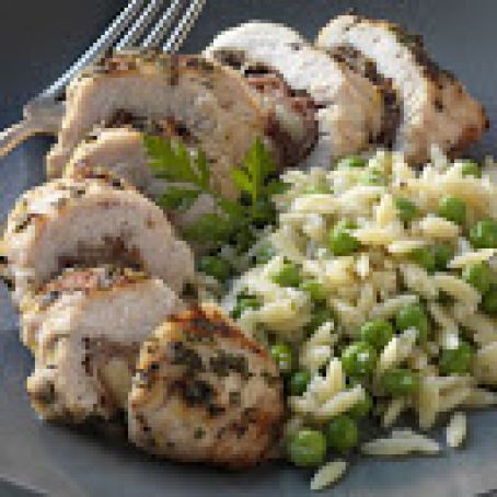 LEMON PEPPER TURKEY CUTLETS WITH PARMESAN AND SAGE ORZO