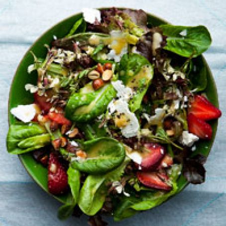 Baby Lettuces with Feta, Strawberries and Almonds