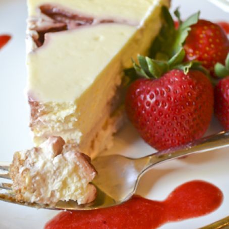 Strawberry Swirl Cheesecake with Strawberry Puree | Full Fork Ahead