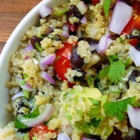 Quinoa Salad with Black Beans, Avocado and Cumin-Lime Dressing