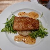 Coconut Encrusted Mahi Mahi, spiced Citrus Glaze, with mashed Boniato- Olivia's Disney