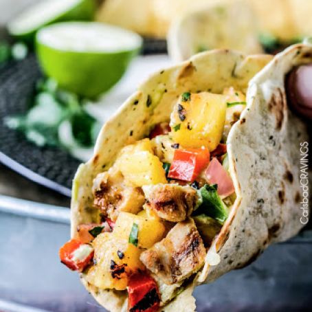 Chili Lime Chicken Tacos with Grilled Pineapple Salsa