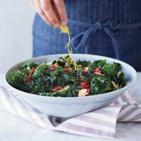 Grilled Kale with Garlic and Bacon
