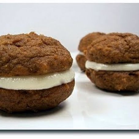 Mini Pumpkin Whoopie Pies with Cream Cheese Filling