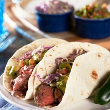 Steak Tacos with Chipotle Slaw & Avocado Salsa (David Venable)