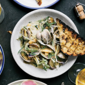 Steamed Clams With Chickpeas and Green Garlic