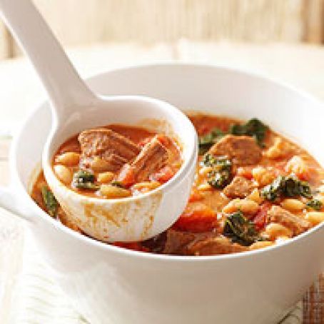 Easy Kale, Beef and White Bean Stew