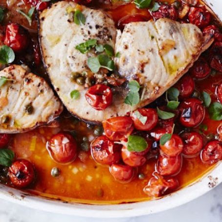 Swordfish Steaks With Cherry Tomatoes And Capers