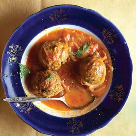 Kufteh (Herb Meatballs in Tomato-Plum Sauce)