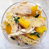 Roasted Chicken Salad with Yellow Bell Pepper & Lemon Slices