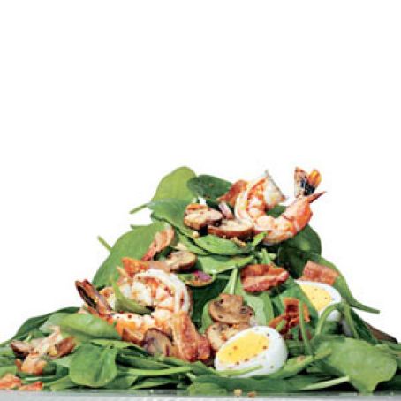 Shrimp and Spinach Salad with Bacon Dressing