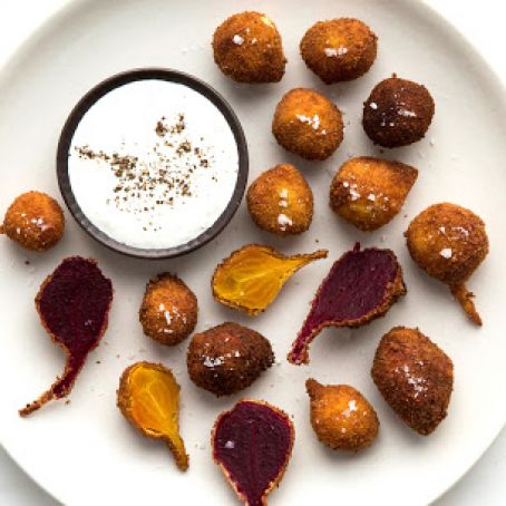 Deep fried beets with Horseradish Dip