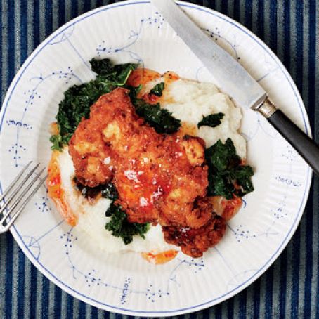Fried Chicken Thighs with Cheesy Grits