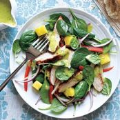 Grilled Chicken and Spinach Salad with Spicy Pineapple Dressing (Cooking Light)
