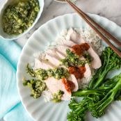 POACHED CHICKEN BREAST WITH GINGER SHALLOT SAUCE