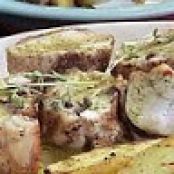 Grilled Chicken with Roasted Garlic-Oregano Vinaigrette and Grilled Fingerling Potatoes