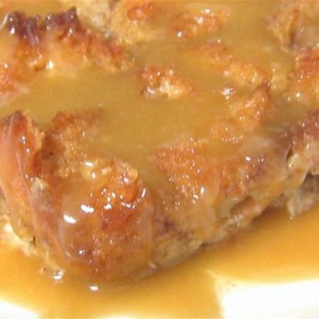 Bread Pudding - Sourdough bread pudding in butterscotch bourbon sauce
