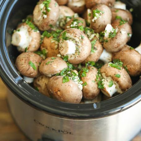 Slow Cooker Garlic Herb Mushrooms - Damn Delicious