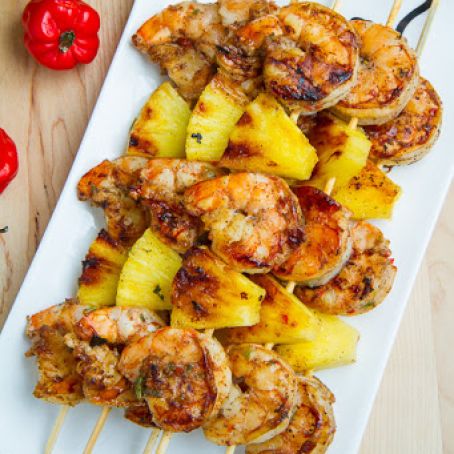 Grilled Jerk Shrimp & Pineapple Skewers