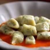 Goat Cheese Gnocchi with Red Pepper Coulis
