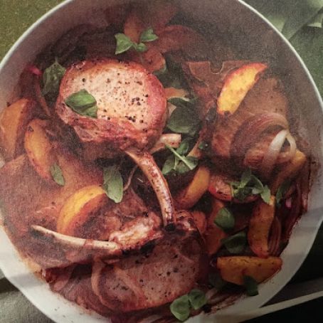 Roasted Pork Chops with Peaches