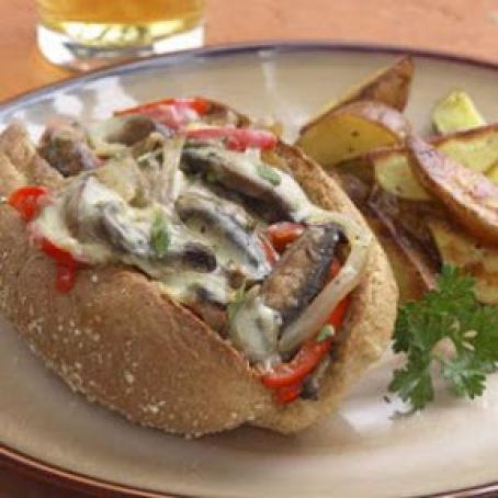 Portobello Philly Cheese Steak Sandwich