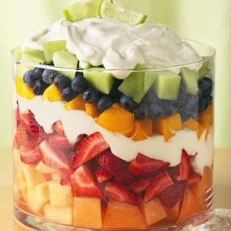 Layered Summer Fruits with Creamy Lime Dressing